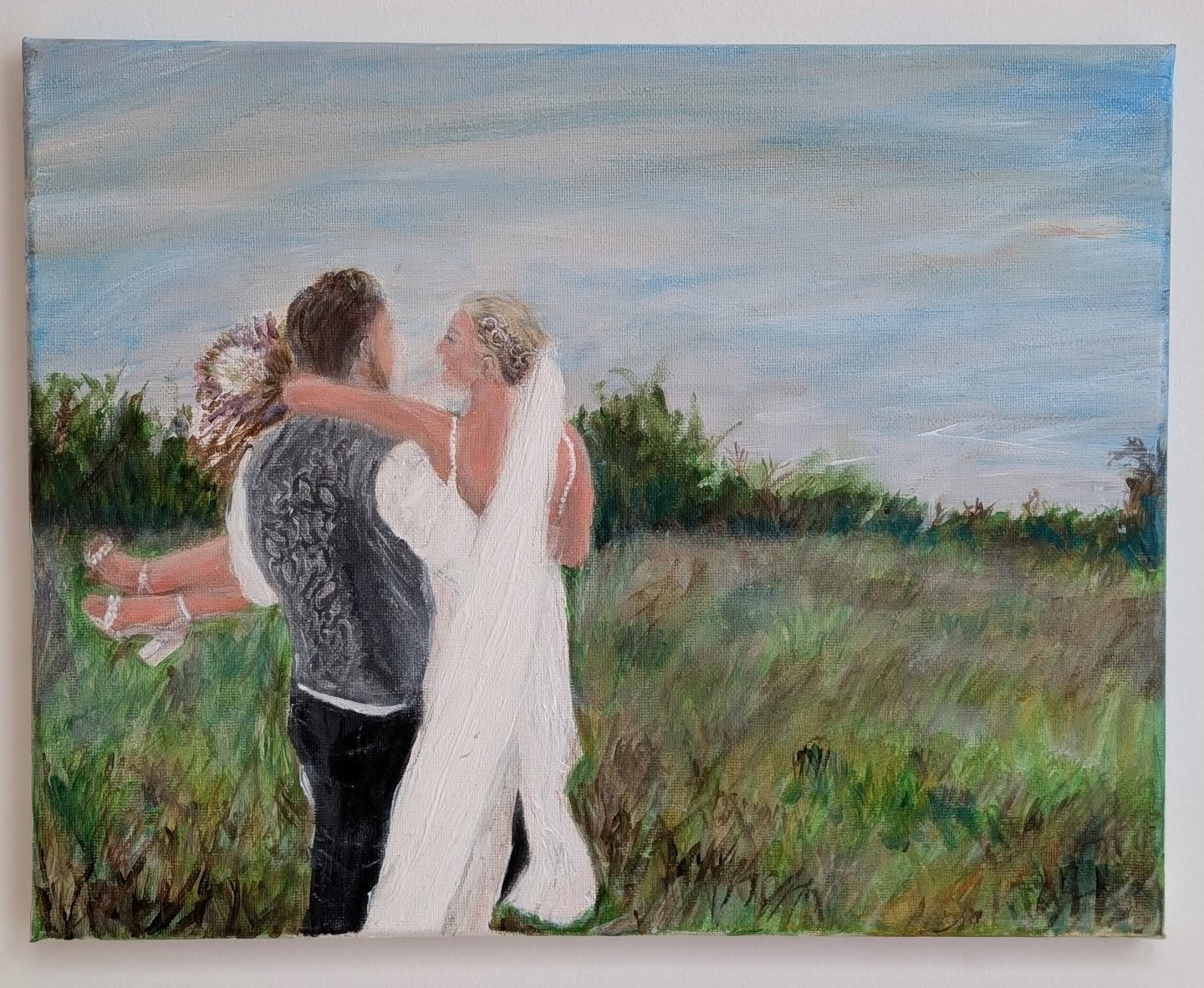 A recent wedding portrait commission, painted from a photograph